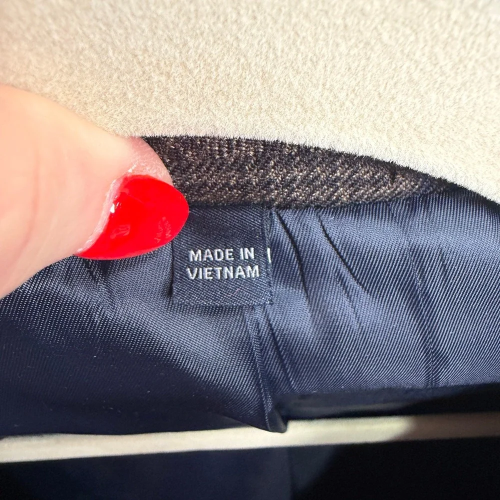Jos. A Bank 54R Sport Coat Brown Blue Windowpane Houndstooth Wool Blend Business